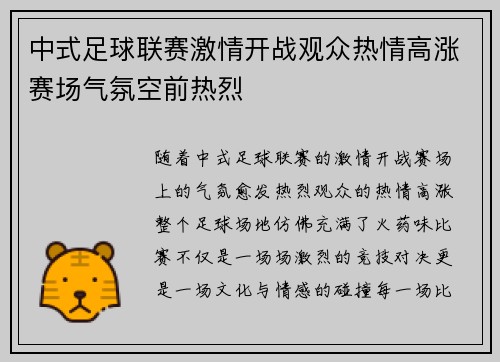 中式足球联赛激情开战观众热情高涨赛场气氛空前热烈